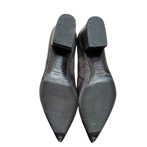 Stuart Weitzman Snakeskin Embossed Leather Pumps Heels Gray Women’s Size 7 Party - Picture 10 of 16